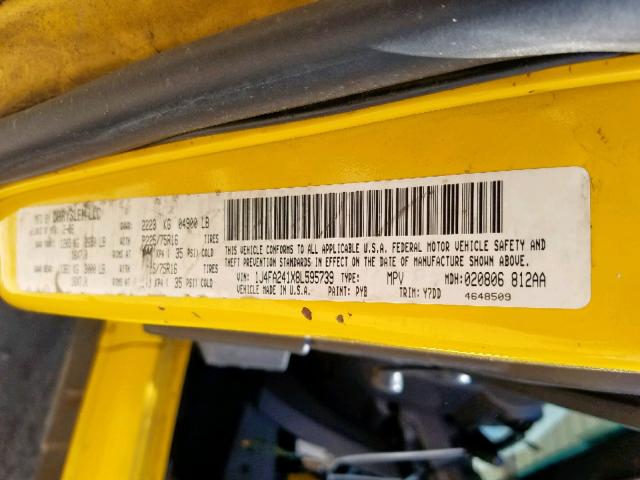 1J4FA241X8L595739 - 2008 JEEP WRANGLER X YELLOW photo 10