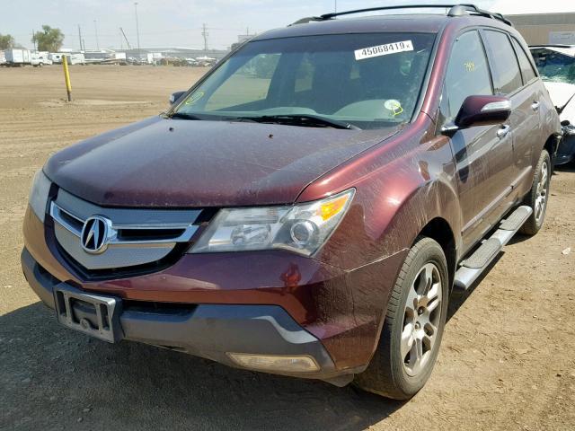 2HNYD28227H511640 - 2007 ACURA MDX MAROON photo 2