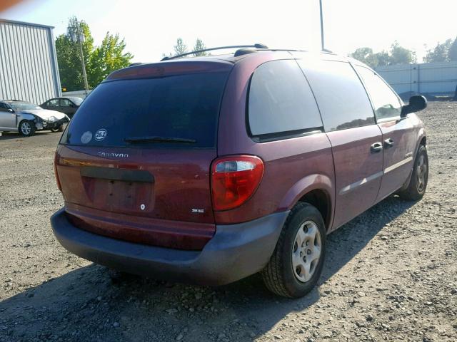 1B4GP25381B272887 - 2001 DODGE CARAVAN SE BURGUNDY photo 4