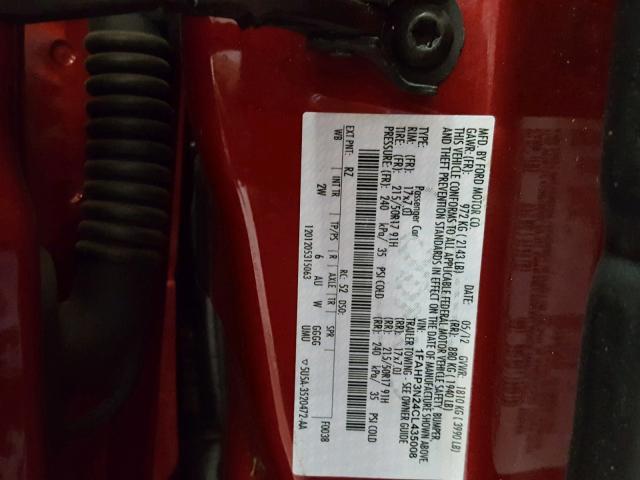 1FAHP3N24CL435008 - 2012 FORD FOCUS TITA RED photo 10