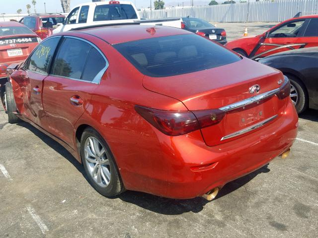 JN1BV7AP0EM678619 - 2014 INFINITI Q50 BASE RED photo 3