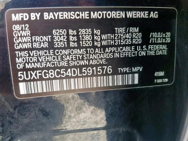 5UXFG8C54DL591576 - 2013 BMW X6 XDRIVE5 BLUE photo 10