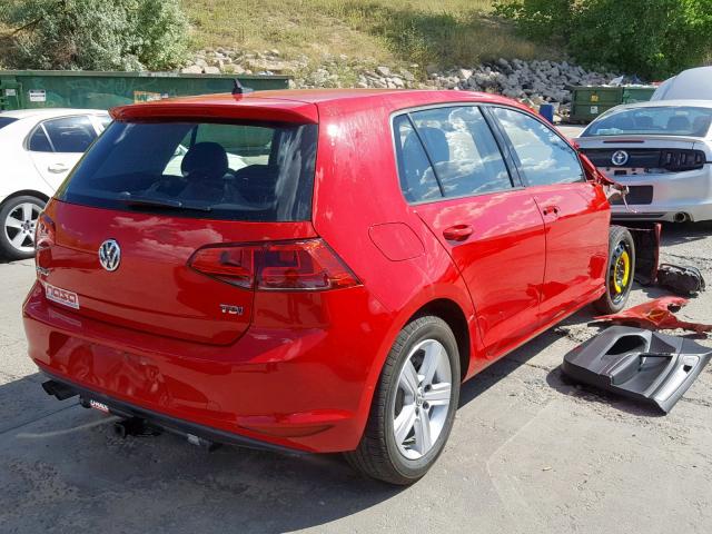 3VWRA7AU5FM076914 - 2015 VOLKSWAGEN GOLF TDI RED photo 4