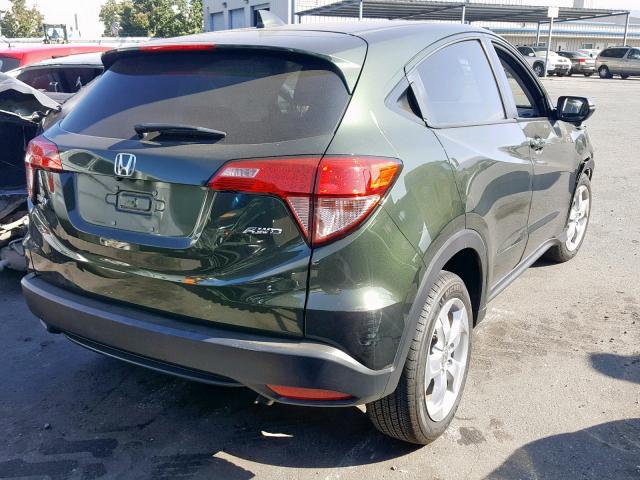 3CZRU6H57GM726258 - 2016 HONDA HR-V EX GREEN photo 4