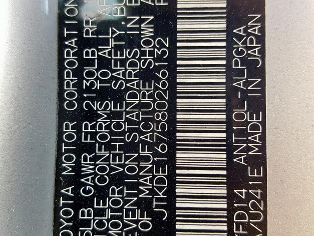 JTKDE167580266132 - 2008 TOYOTA SCION TC ვერცხლისფერი ფოტო 10