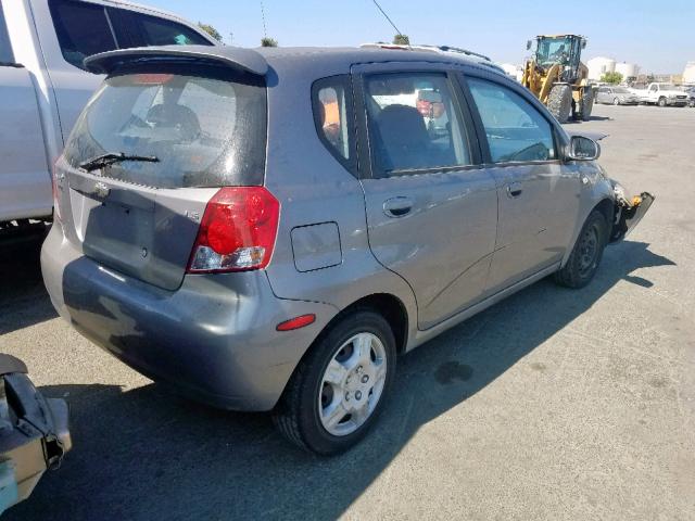 KL1TD66667B789003 - 2007 CHEVROLET AVEO BASE ნაცრისფერი ფოტო 4