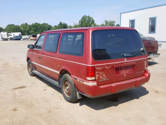 1P4GH44R4PX676066 - 1993 PLYMOUTH GRAND VOYA RED photo 3
