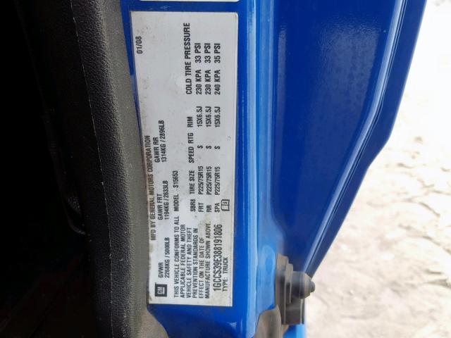 1GCCS39E388191806 - 2008 CHEVROLET COLORADO L BLUE photo 10