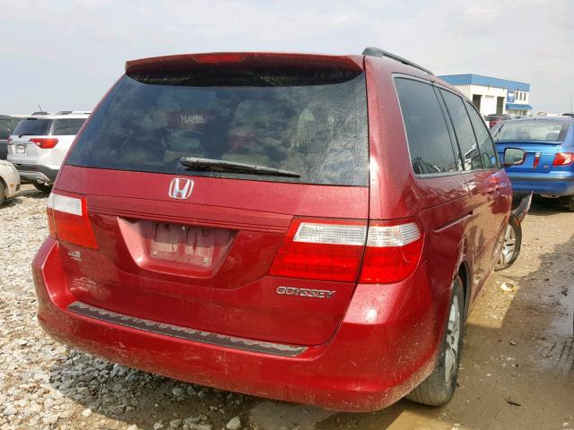 5FNRL38715B099017 - 2005 HONDA ODYSSEY EX MAROON photo 4