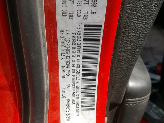 1C4RDHDG7HC766304 - 2017 DODGE DURANGO GT RED photo 10