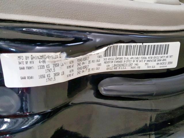 1J8HG58206C311297 - 2006 JEEP COMMANDER BLACK photo 10