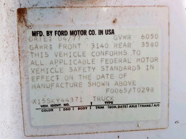 X15SKY44371 - 1977 FORD F-150 BLUE photo 10