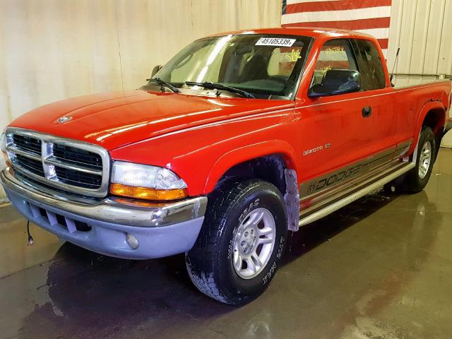 1B7GG42N42S573615 - 2002 DODGE DAKOTA SLT RED photo 2