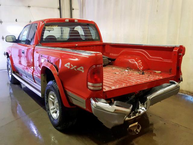 1B7GG42N42S573615 - 2002 DODGE DAKOTA SLT RED photo 3