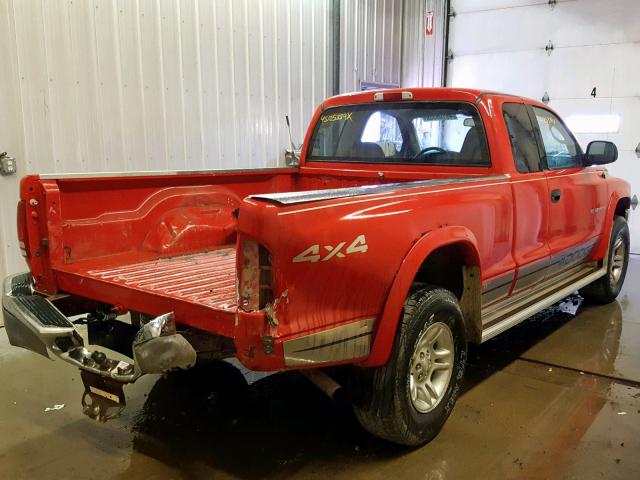 1B7GG42N42S573615 - 2002 DODGE DAKOTA SLT RED photo 4