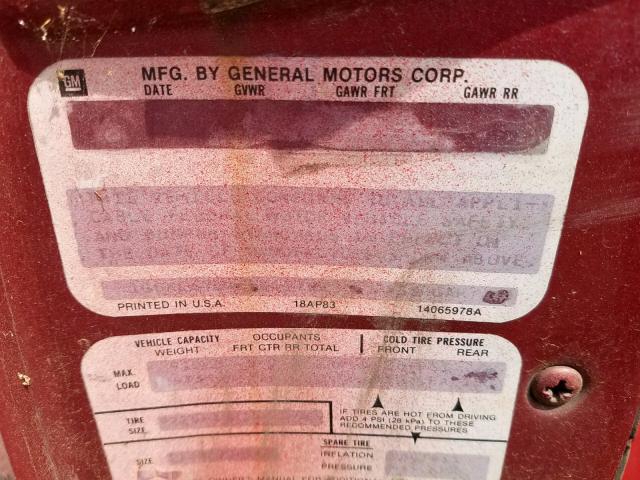 1G6AL678XEE661719 - 1984 CADILLAC ELDORADO B BURGUNDY photo 10