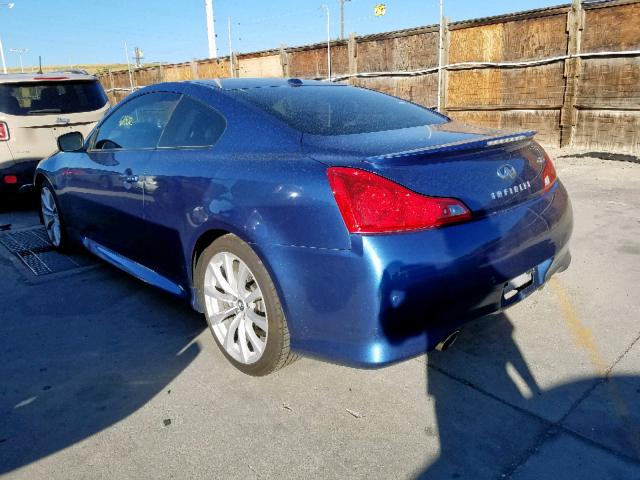 JN1CV6EK4AM101714 - 2010 INFINITI G37 BASE BLUE photo 3