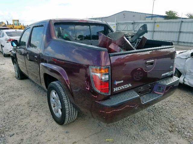 2HJYK16457H548249 - 2007 HONDA RIDGELINE PURPLE photo 3