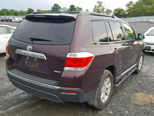 5TDBK3EH4DS205715 - 2013 TOYOTA HIGHLANDER BURGUNDY photo 4