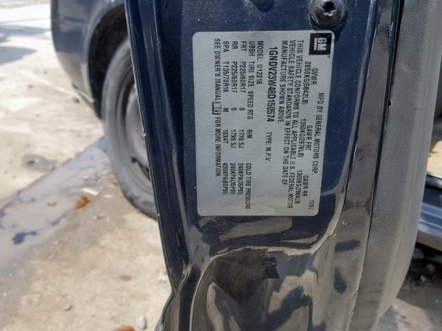 1GNDV23W48D150574 - 2008 CHEVROLET UPLANDER L 灰色 照片 10