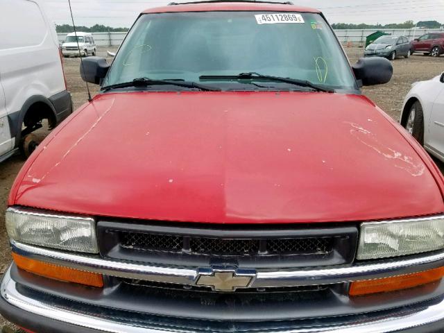 1GNDT13W212144886 - 2001 CHEVROLET BLAZER RED photo 7