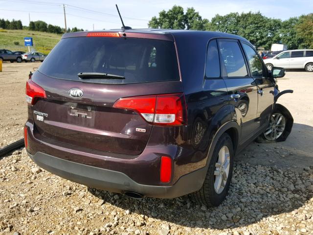 5XYKT3A63EG526208 - 2014 KIA SORENTO LX PURPLE photo 4