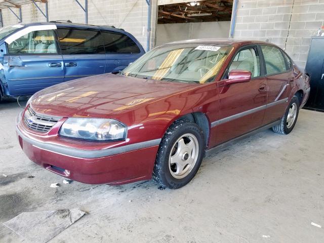 2G1WF52E829232197 - 2002 CHEVROLET IMPALA MAROON photo 2