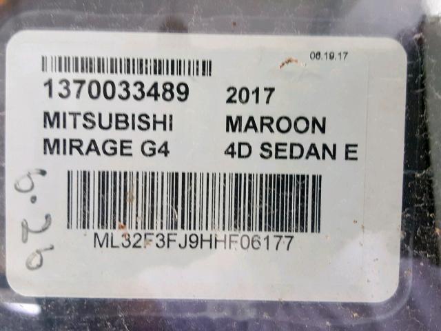 ML32F3FJ9HHF06177 - 2017 MITSUBISHI MIRAGE G4 MAROON photo 10