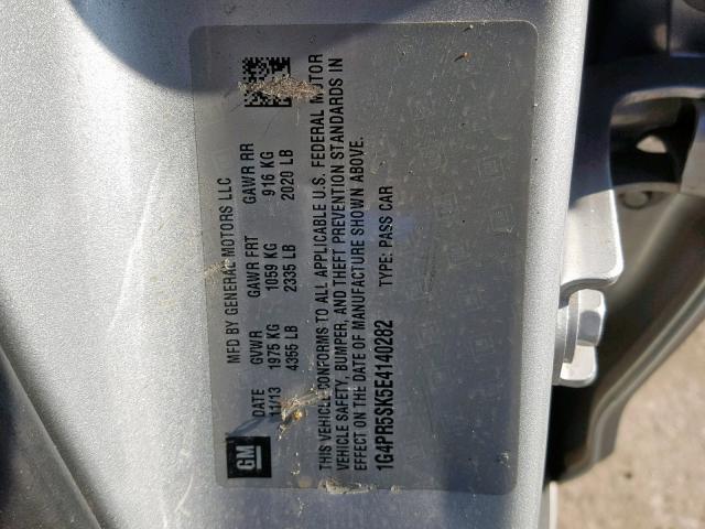 1G4PR5SK5E4140282 - 2014 BUICK VERANO CON SILVER photo 10