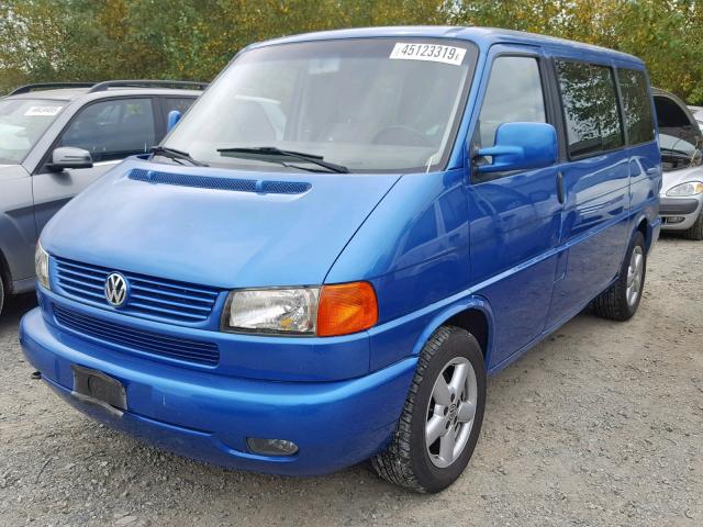 WV2MB47001H155063 - 2001 VOLKSWAGEN EUROVAN MV BLUE photo 2