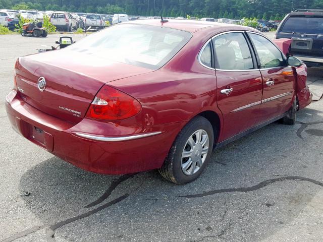 2G4WC582681367520 - 2008 BUICK LACROSSE C RED photo 4