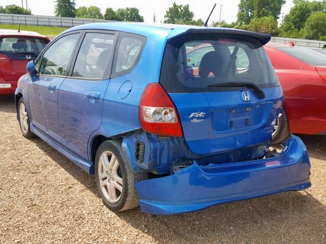 JHMGD38638S029519 - 2008 HONDA FIT SPORT BLUE photo 3