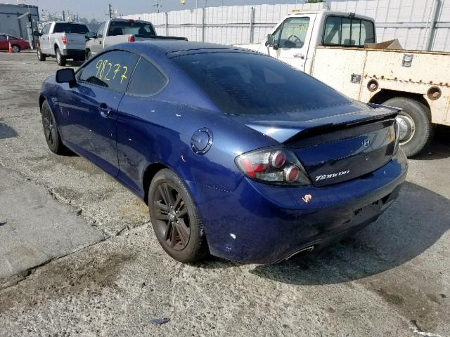 KMHHM66D77U246692 - 2007 HYUNDAI TIBURON GS BLUE photo 3