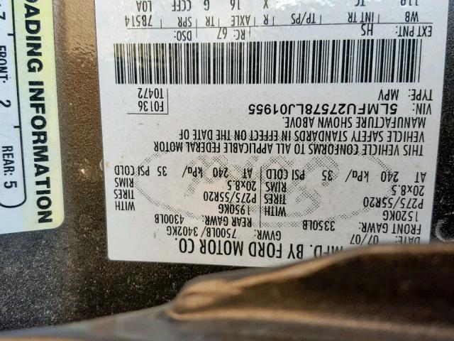 5LMFU27578LJ01955 - 2008 LINCOLN NAVIGATOR GRAY photo 10