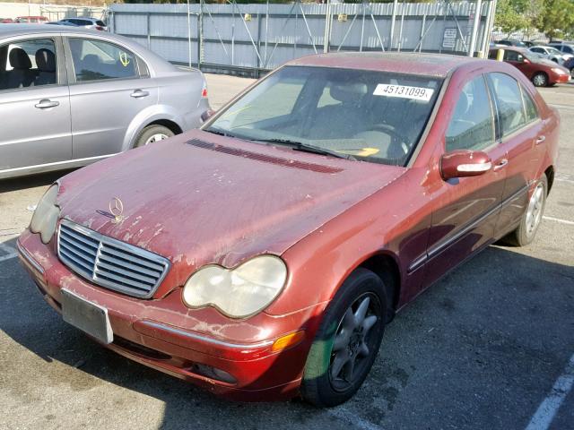 WDBRF61J52F269786 - 2002 MERCEDES-BENZ C 240 BURGUNDY photo 2