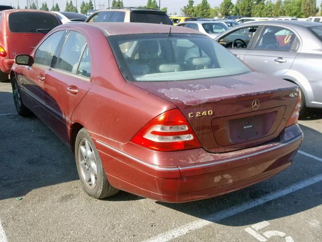 WDBRF61J52F269786 - 2002 MERCEDES-BENZ C 240 BURGUNDY photo 3