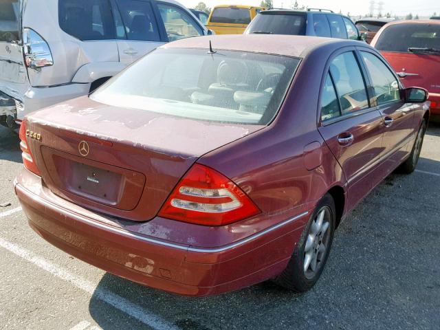 WDBRF61J52F269786 - 2002 MERCEDES-BENZ C 240 BURGUNDY photo 4