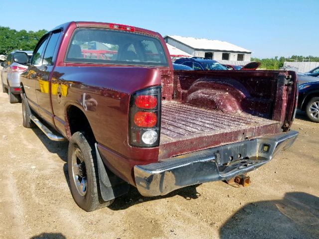 3D7KU28D43G843060 - 2003 DODGE RAM 2500 S მუქწითელი ფოტო 3