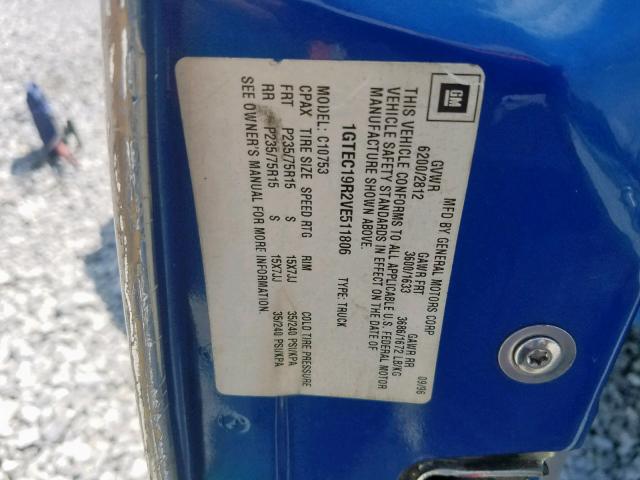 1GTEC19R2VE511806 - 1997 GMC SIERRA C15 BLUE photo 10