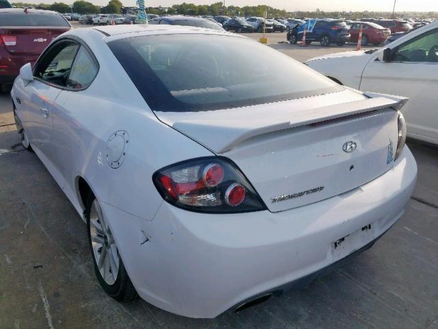 KMHHM66D78U278561 - 2008 HYUNDAI TIBURON GS WHITE photo 3