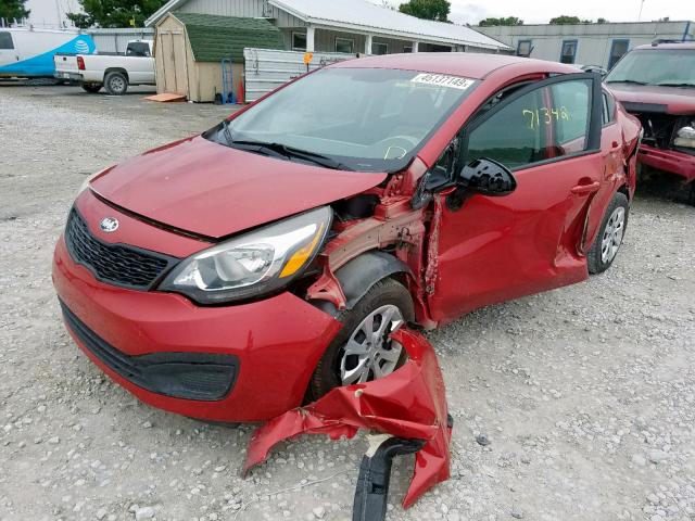 KNADM4A34D6267115 - 2013 KIA RIO LX RED photo 2