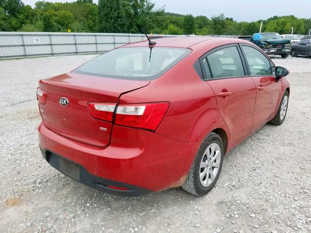 KNADM4A34D6267115 - 2013 KIA RIO LX RED photo 4