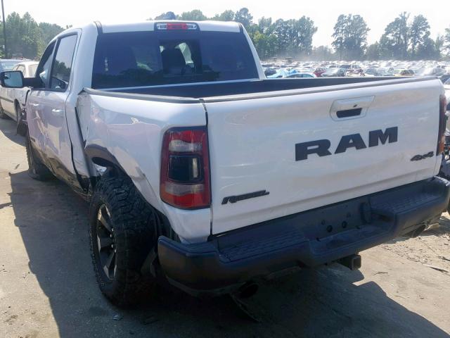 1C6SRFLT0KN696878 - 2019 RAM 1500 REBEL WHITE photo 3