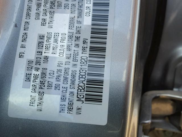 JM3TB2CA0B0311820 - 2011 MAZDA CX-9 GRAY photo 10