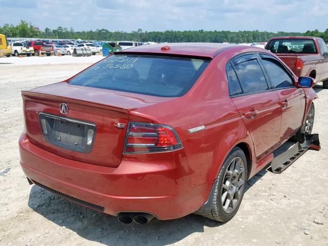 19UUA76537A000316 - 2007 ACURA TL TYPE S RED photo 4