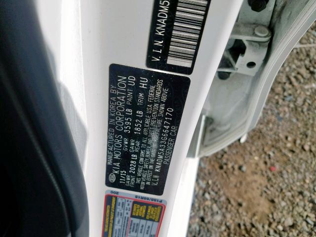 KNADM5A33G6647170 - 2016 KIA RIO LX WHITE photo 10