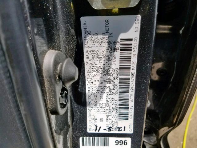 3TMJU4GN2AM099808 - 2010 TOYOTA TACOMA DOU BLUE photo 10