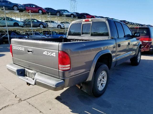 1B7HG38N12S641553 - 2002 DODGE DAKOTA QUA GRAY photo 4