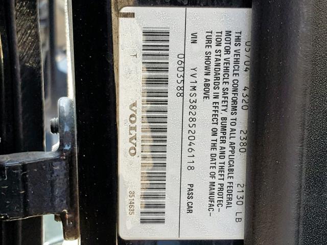 YV1MS382852046118 - 2005 VOLVO S40 2.4I BLACK photo 10