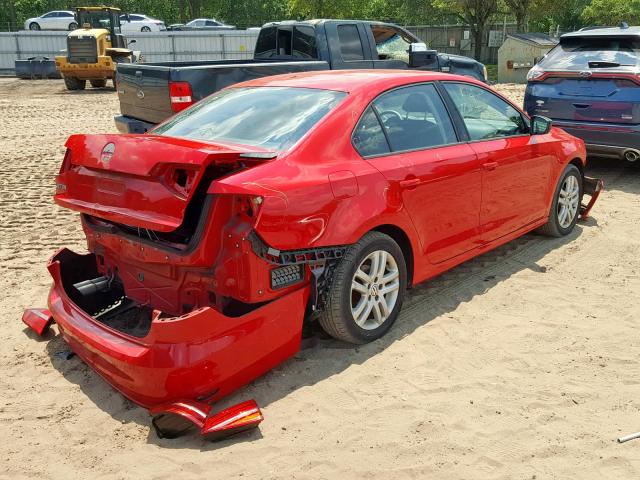 3VW2K7AJ0FM351013 - 2015 VOLKSWAGEN JETTA BASE წითელი ფოტო 4